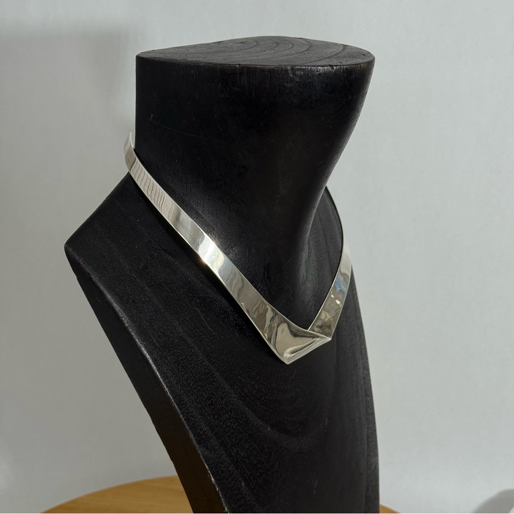 Vintage TAXCO 950 Mexico TO-96 ALICIA Sterling Silver Modernist Cuff Necklace - Picture 4 of 16